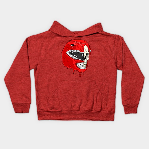 Red Half Skull Ranger Kids Hoodie by CalebLindenDesign